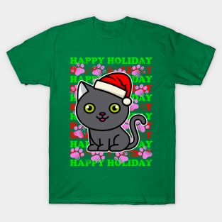 Holiday Gray Cat T-Shirt